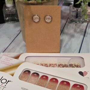 Color Street Valentine's Day Press On Nail Design and Earring Combo